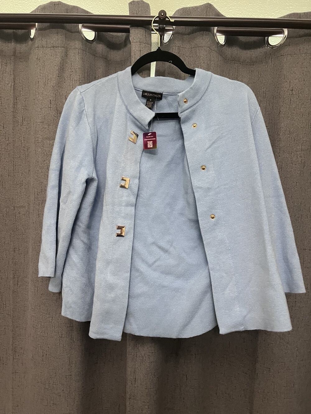 Carolyn Taylor Women's Light Blue Cardigan Sweater Size M NWT